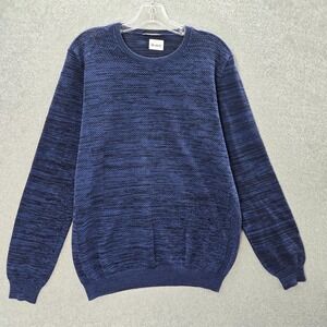 Roberto Collina Men Sweater 50 Blue Made In‎ Italy Open Knit Crew Neck Pullover